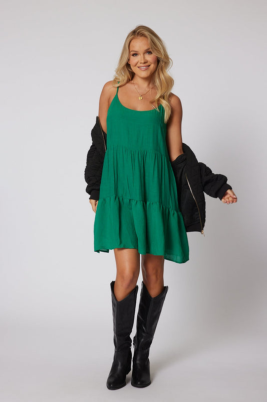 Green Cami Tiered Mini Dress - Magnolia Boutique