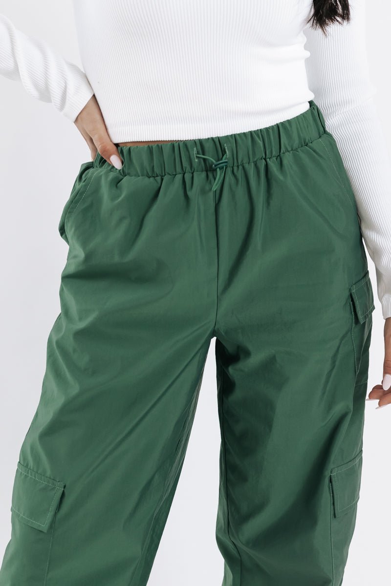 Green Cinch Detail Cargo Pants - Magnolia Boutique