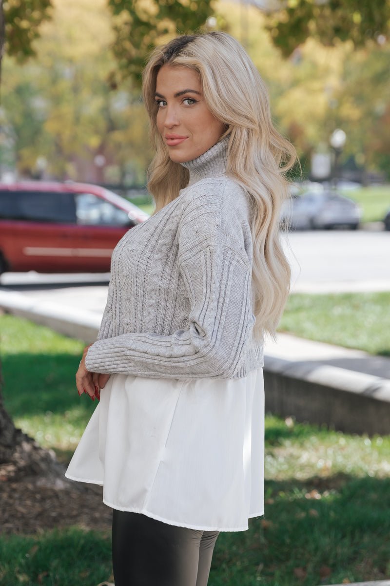 Grey Layered Turtleneck Sweater Top - Magnolia Boutique
