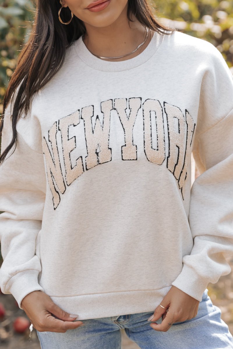 Grey New York Crew Neck Sweatshirt - Magnolia Boutique