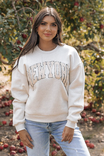 Grey New York Crew Neck Sweatshirt - Magnolia Boutique