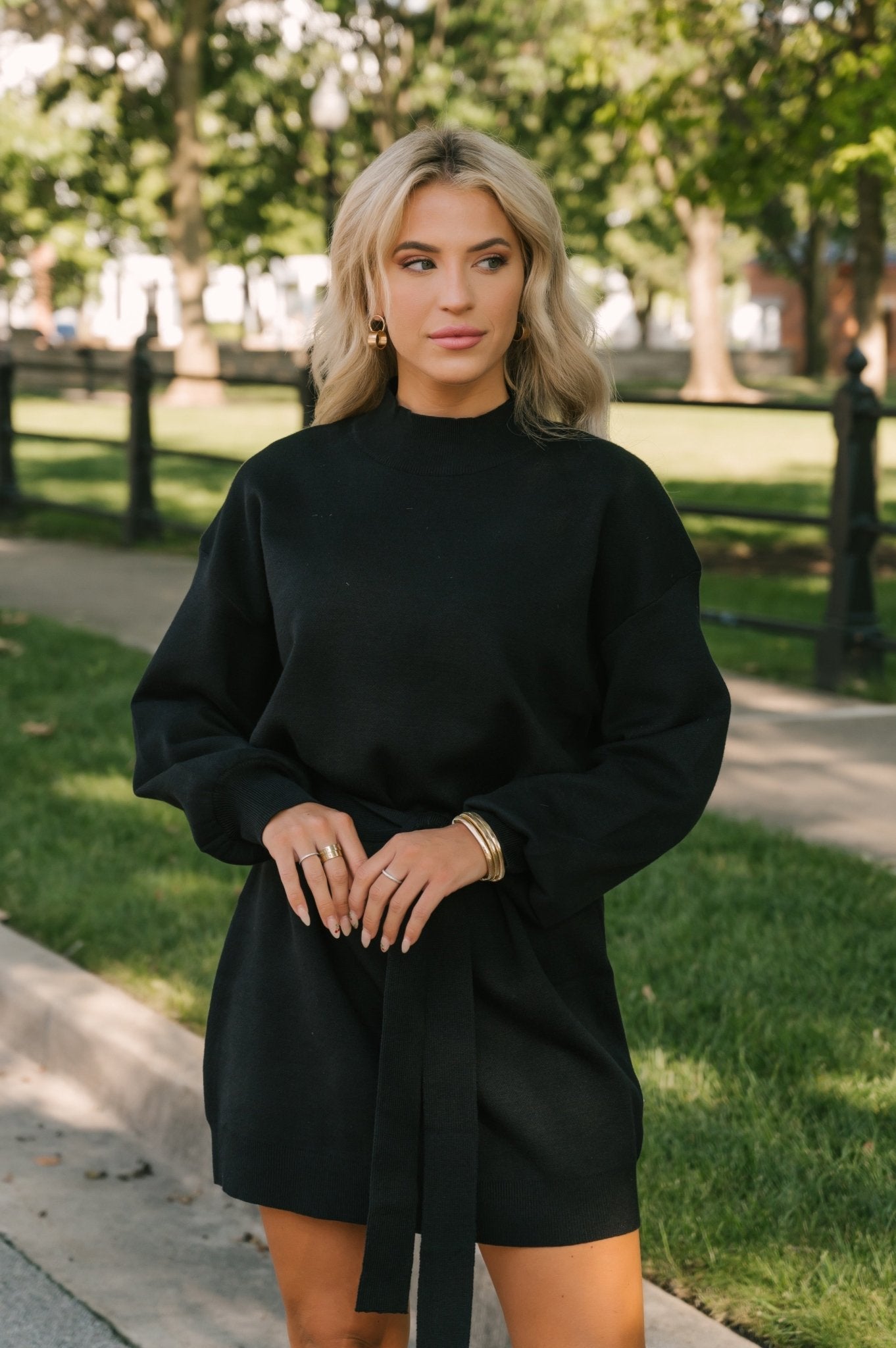 Harvest Black Long Sleeve Sweater Dress - Magnolia Boutique