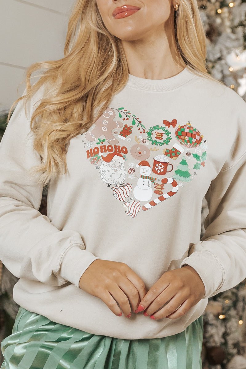 Heart Shaped Holiday Graphic Sweatshirt - Magnolia Boutique