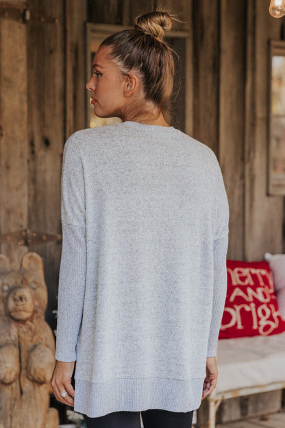 Heather Grey Long Sleeve Brushed Knit Top - FINAL SALE - Magnolia Boutique