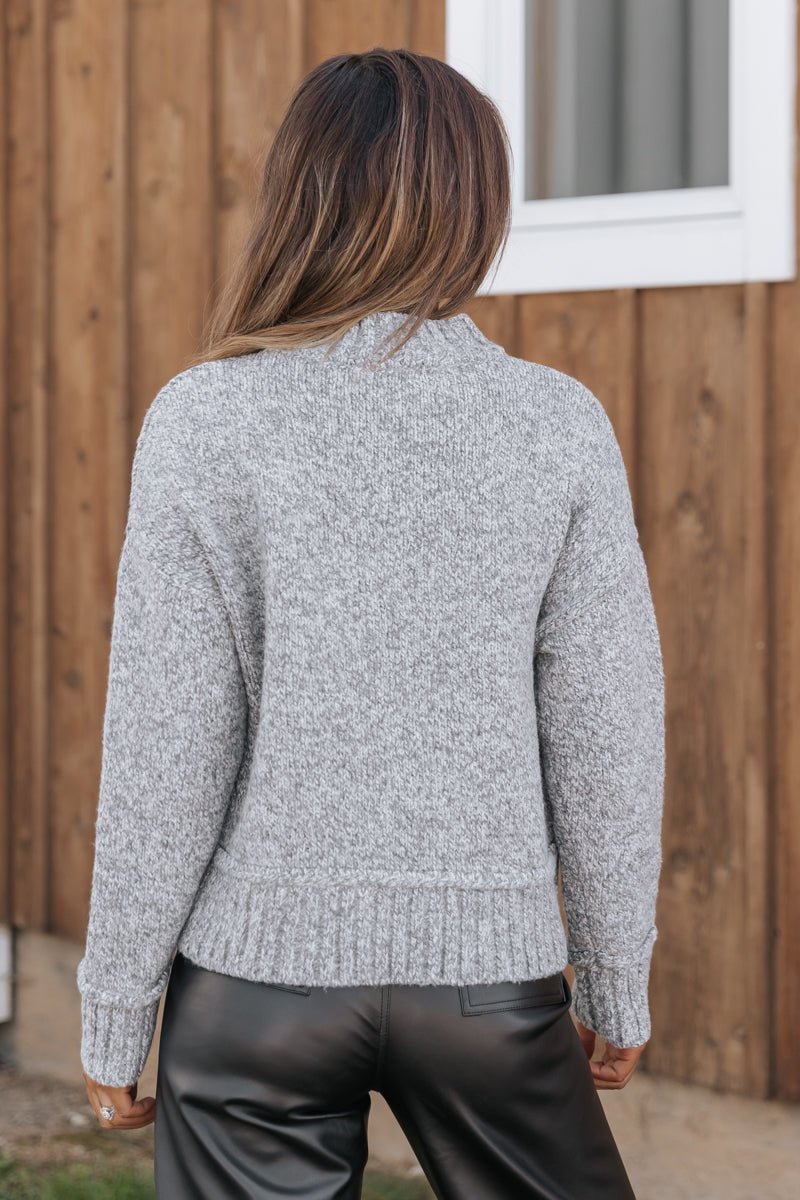 Heather Grey Ribbed Seam Detail Sweater - Magnolia Boutique