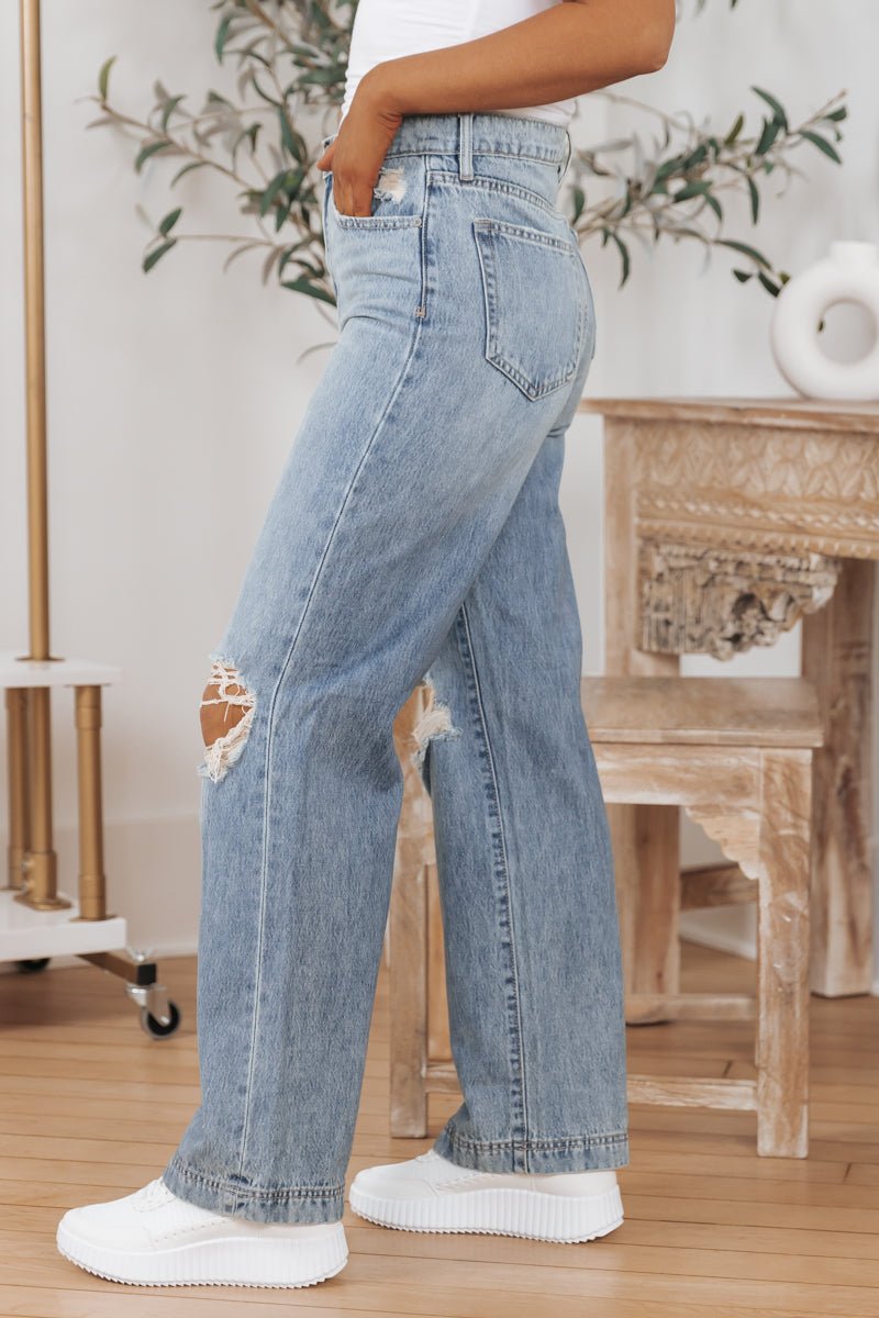 Women's Ultra High-Rise Light Wash Dad Jeans