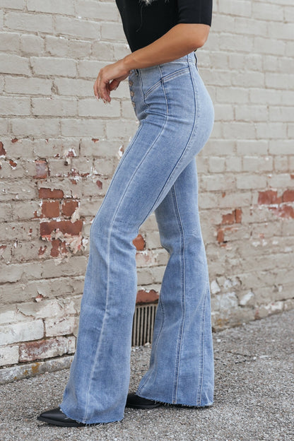 High Rise Seam Detail Flare Jeans - Magnolia Boutique