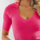 Hot Pink Short Sleeve Collared Top - FINAL SALE - Magnolia Boutique