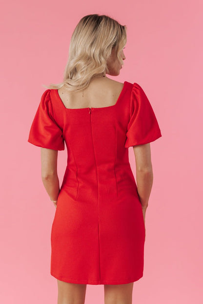 In Love Puff Sleeve Red Mini Dress - Magnolia Boutique