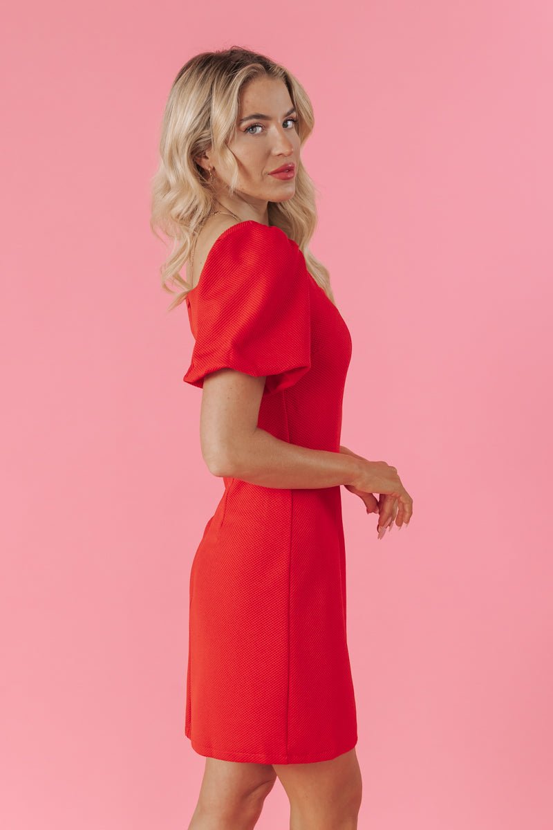 In Love Puff Sleeve Red Mini Dress - Magnolia Boutique