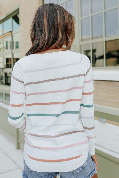 Inside Scoop Multi Stripe Raglan Sweater - Magnolia Boutique