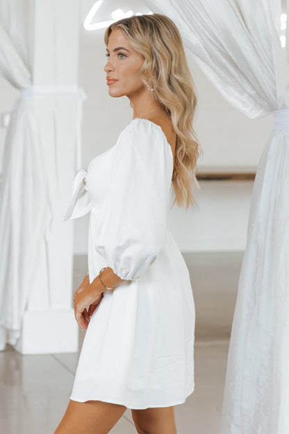 Ivory Balloon Sleeve Linen Mini Dress | Pre Order - Magnolia Boutique