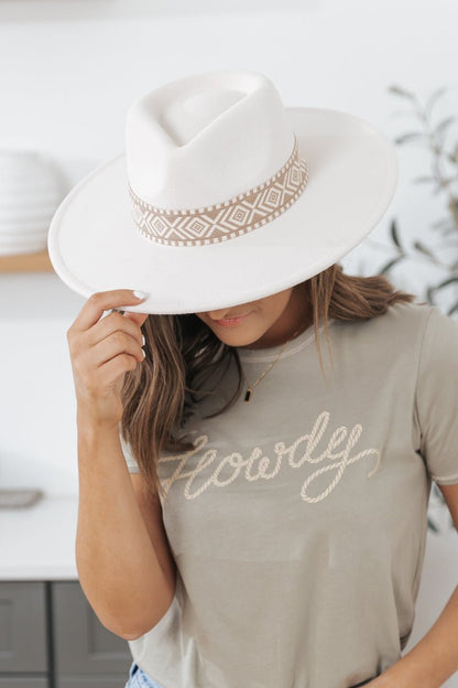 Ivory Boho Stripe Wide Brim Hat - Magnolia Boutique