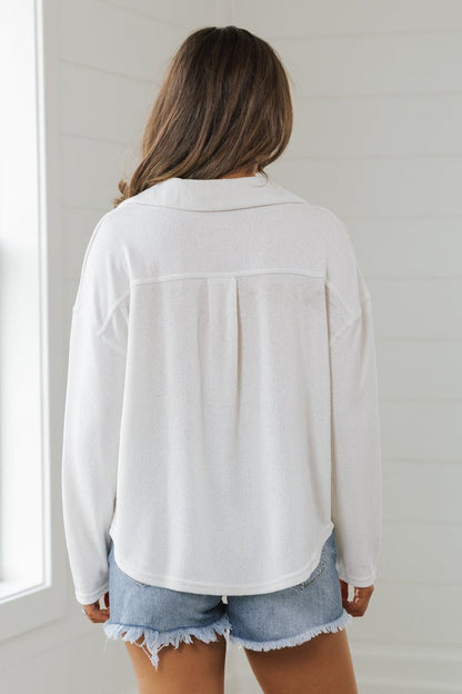 Ivory Collared V Neck Pullover Sweater - Magnolia Boutique