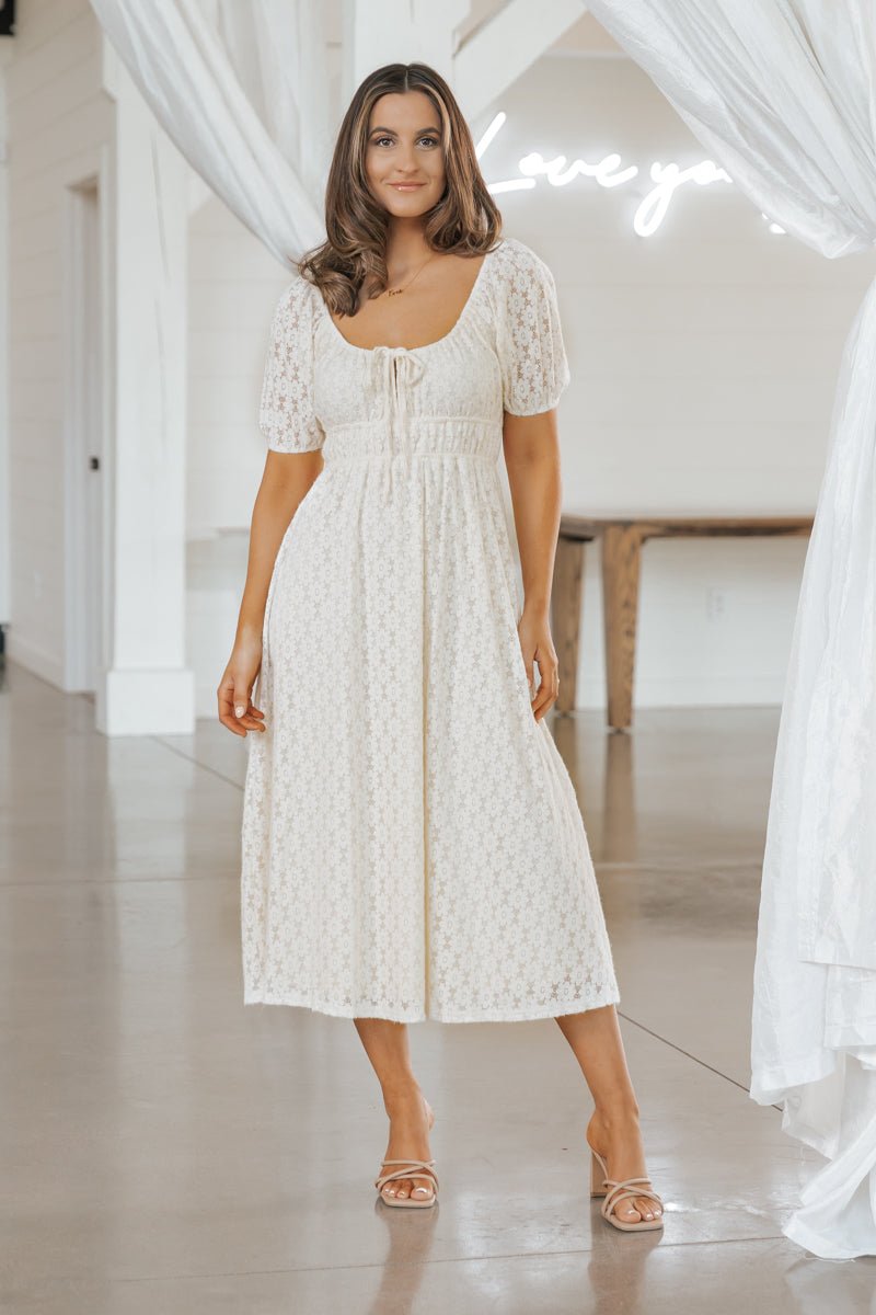 Ivory Lace Midi Dress