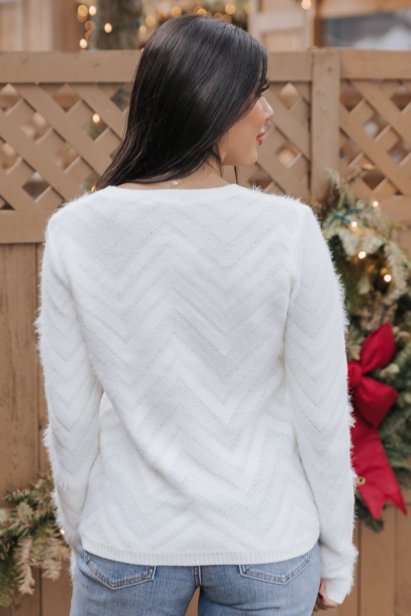 Ivory Faux Fur Pattern Pullover Sweater - Magnolia Boutique