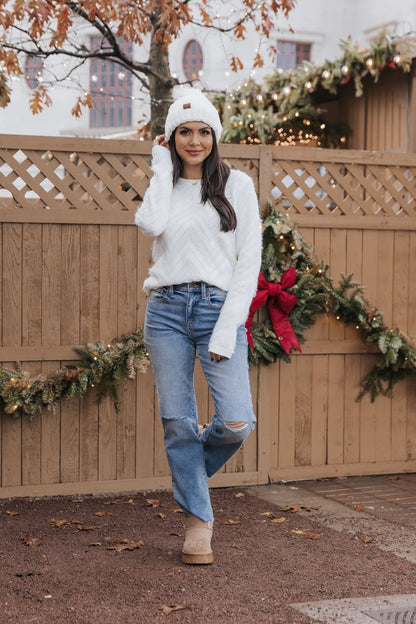 Ivory Faux Fur Pattern Pullover Sweater - Magnolia Boutique