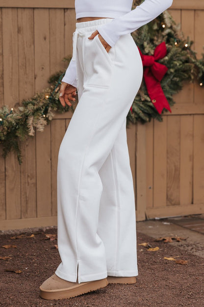 Ivory French Terry Straight Leg Pants - Magnolia Boutique