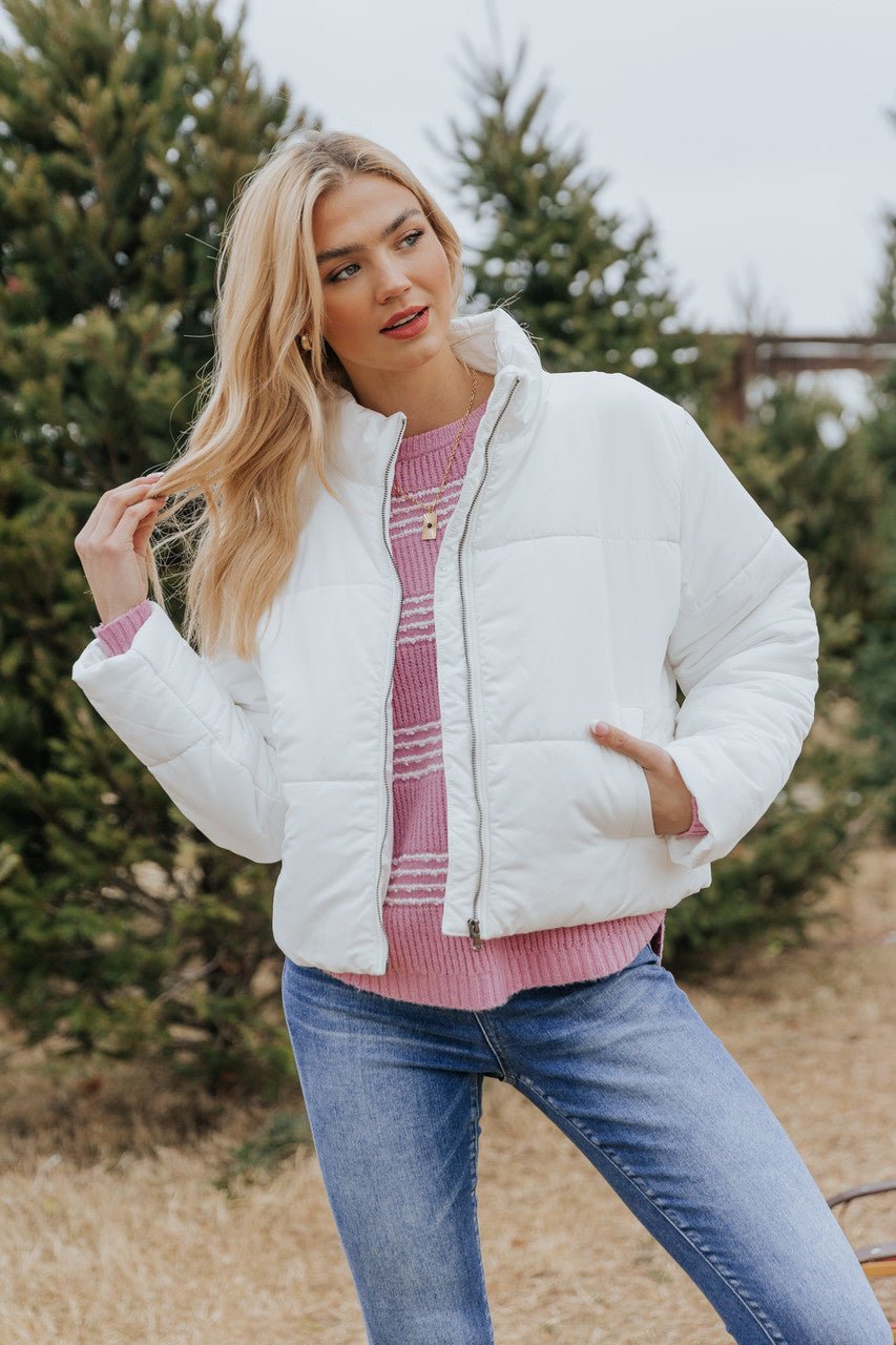 Ivory Quilted Puffer Jacket - FINAL SALE - Magnolia Boutique