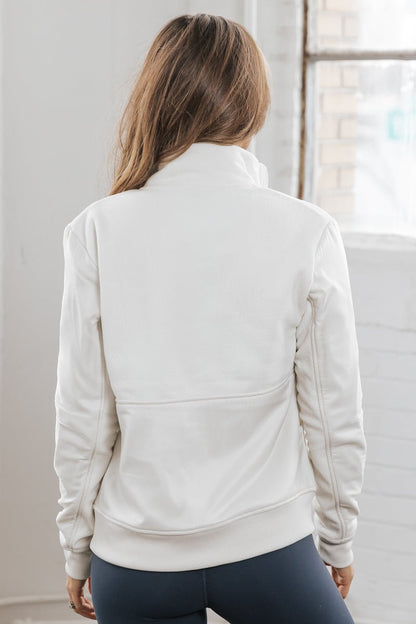 Ivory Textured Fleece Zip Up Jacket - Magnolia Boutique
