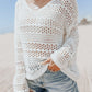 Ivory V Neck Pointelle Sweater - FINAL SALE - Magnolia Boutique