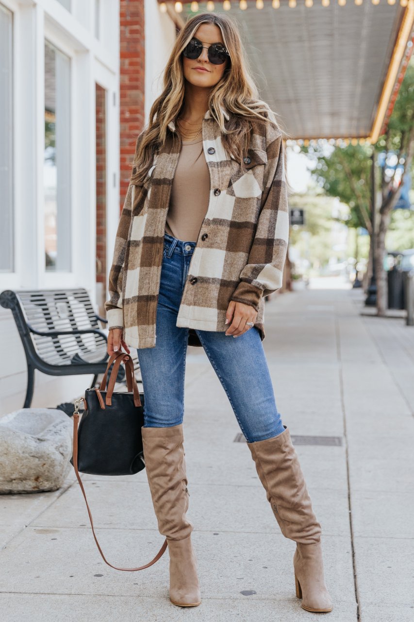 Karlie Brown Plaid Flannel Shacket - Magnolia Boutique