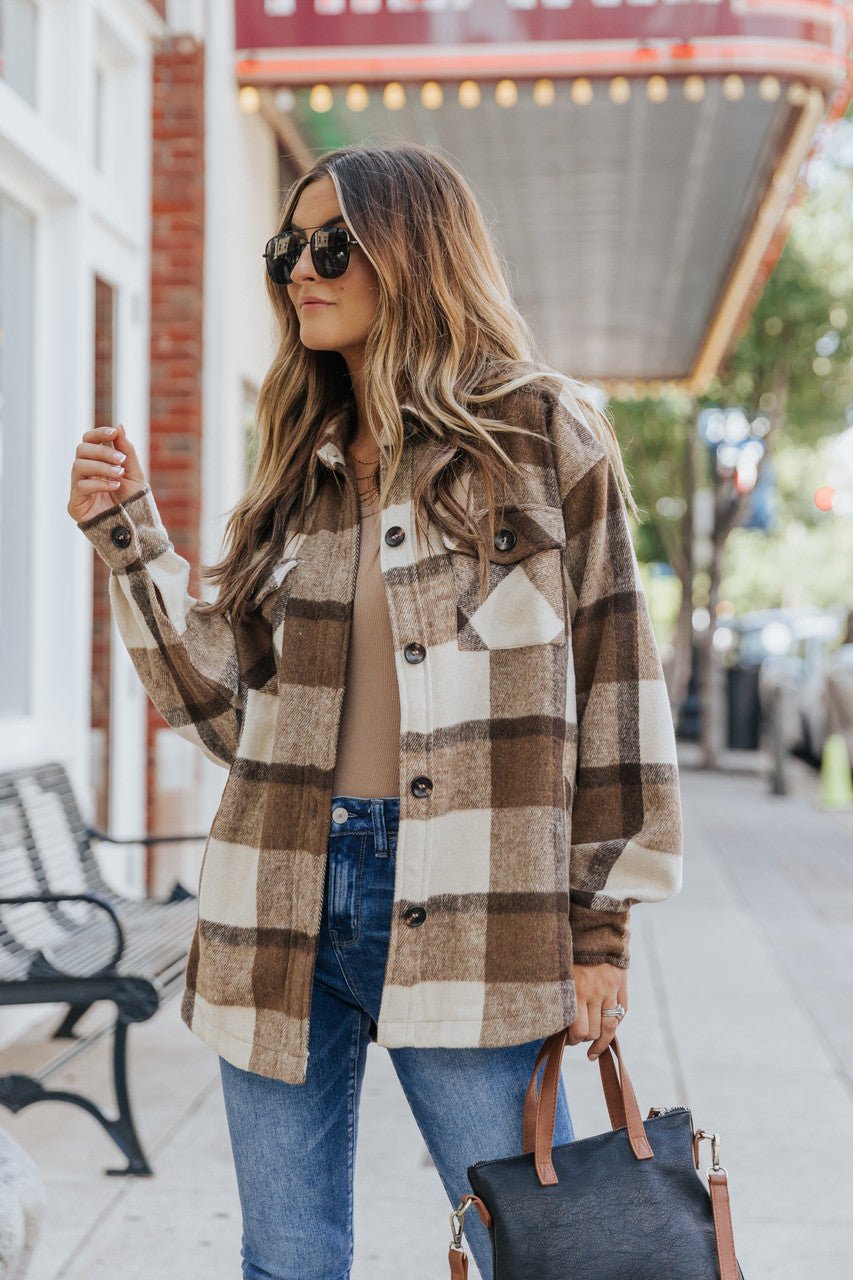 Karlie Brown Plaid Flannel Shacket - Magnolia Boutique