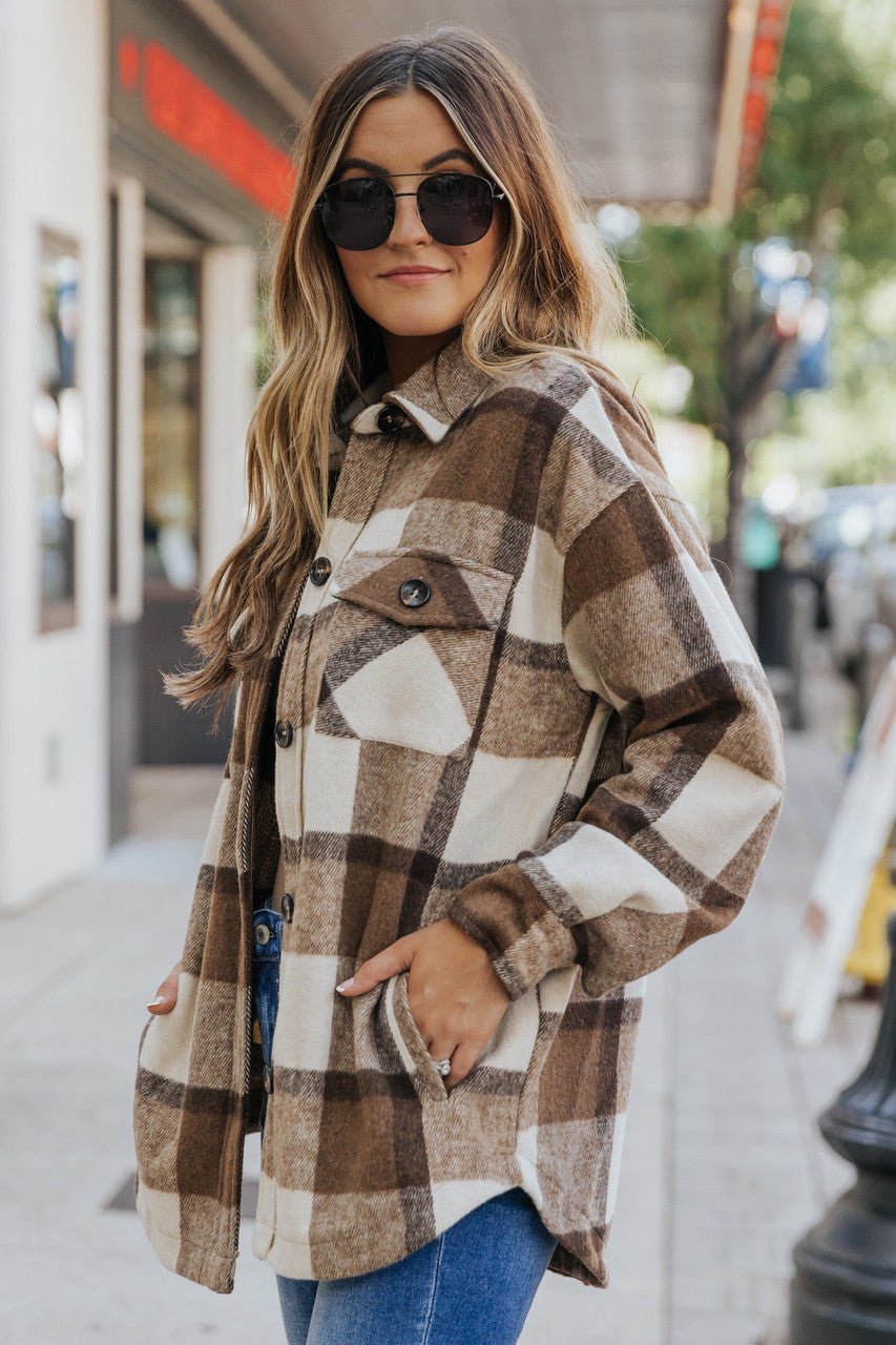 Karlie Brown Plaid Flannel Shacket - Magnolia Boutique