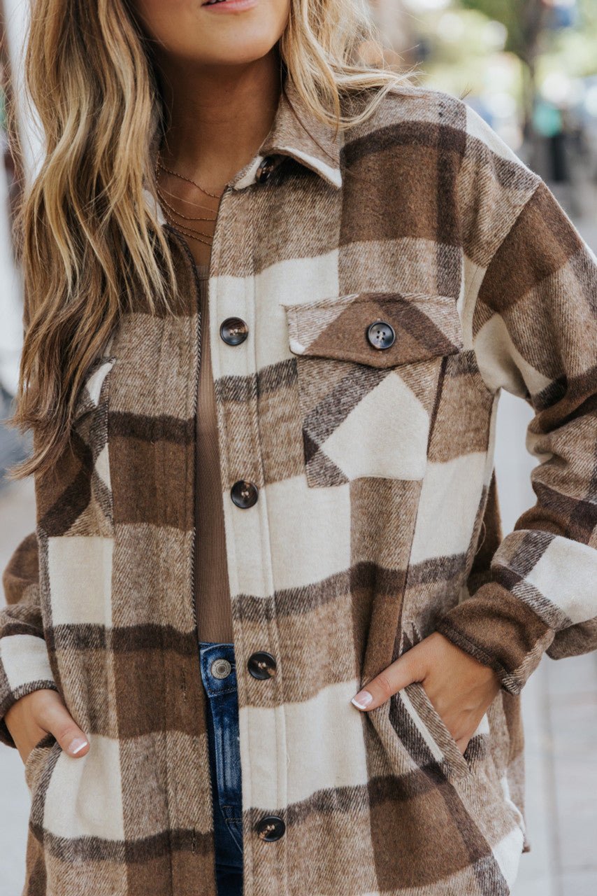 Karlie Brown Plaid Flannel Shacket - Magnolia Boutique