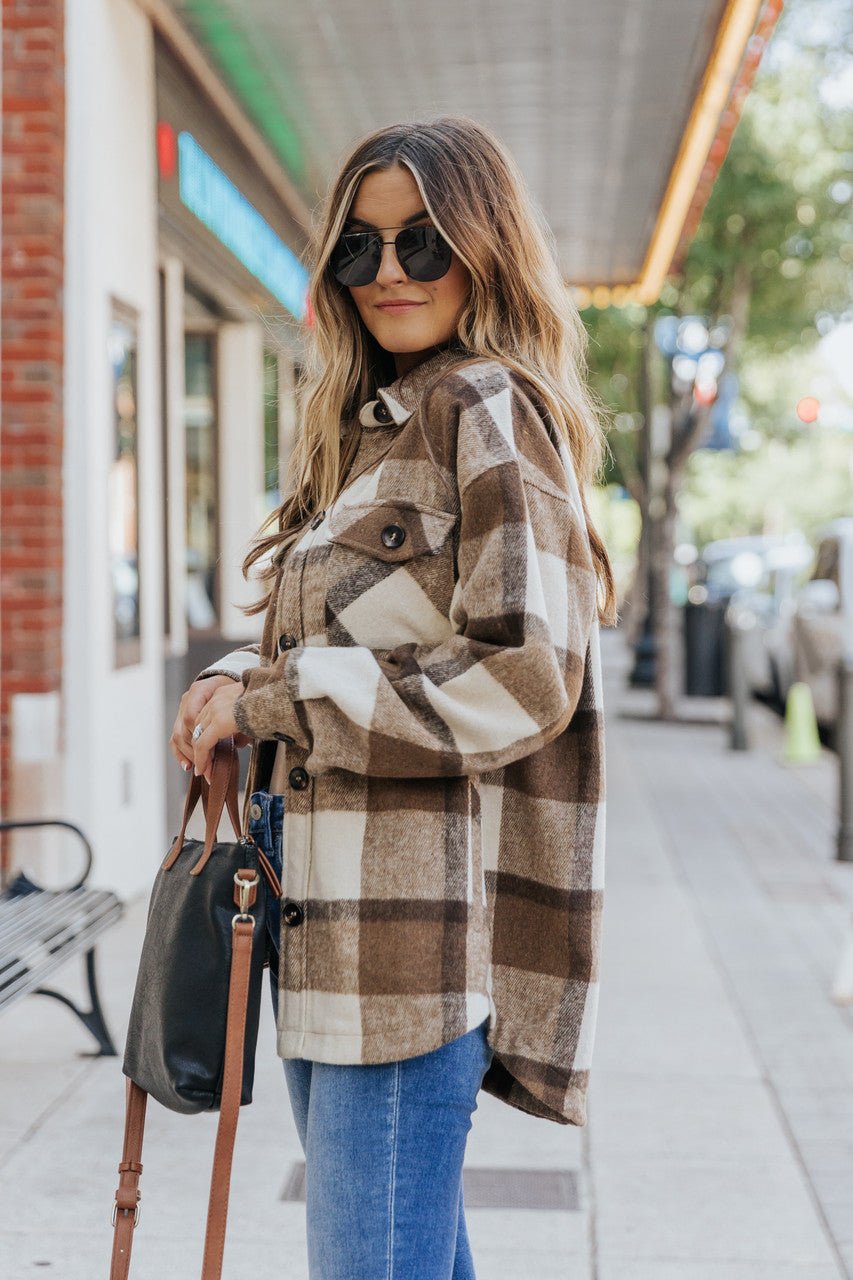 Karlie Brown Plaid Flannel Shacket - Magnolia Boutique