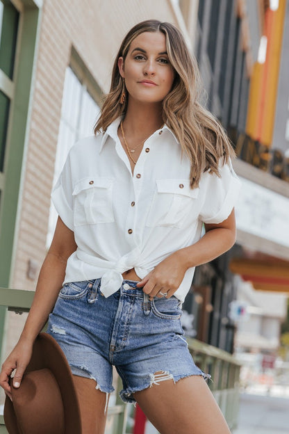 Keep It Simple White Button Down Shirt - Magnolia Boutique