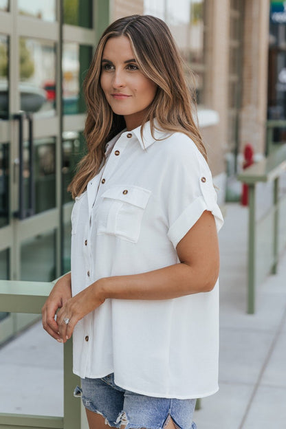 Keep It Simple White Button Down Shirt - Magnolia Boutique