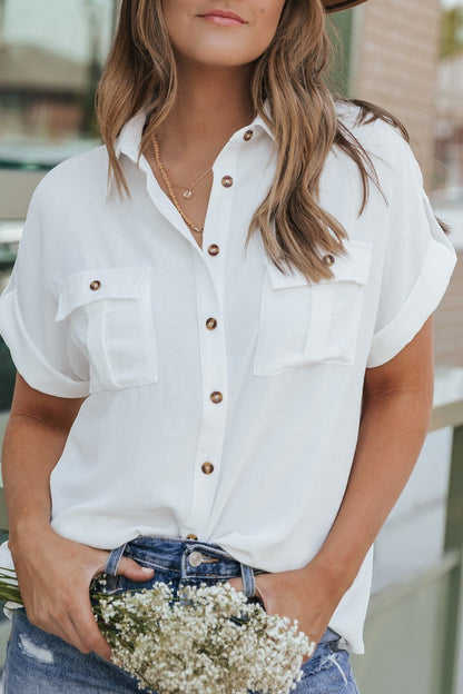 Keep It Simple White Button Down Shirt - Magnolia Boutique