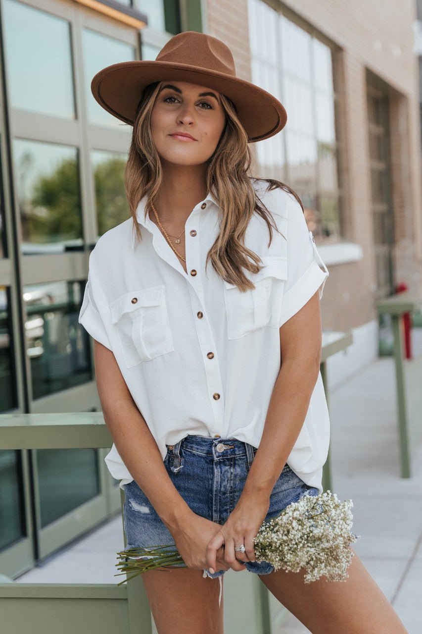 Keep It Simple White Button Down Shirt - Magnolia Boutique