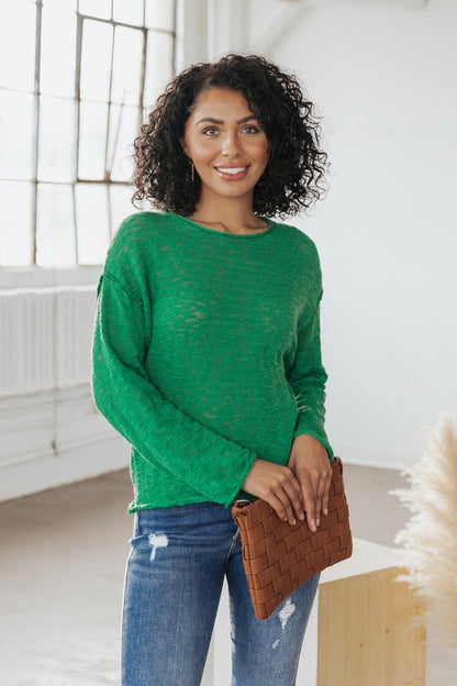 Kelly Green Round Neck Sweater - FINAL SALE - Magnolia Boutique