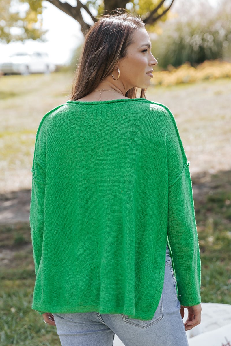 Kelly green outlet cable knit sweater