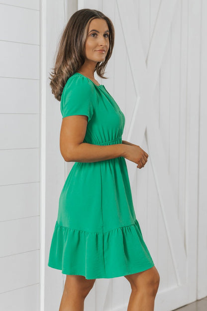 Kelly Green Tiered Mini Dress - Magnolia Boutique