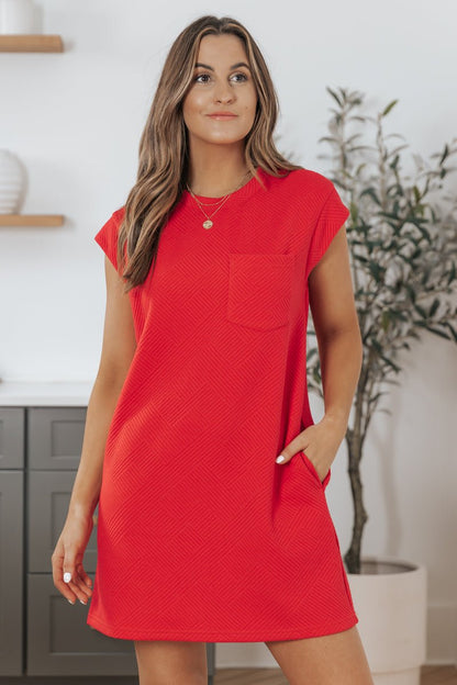 Kimberly Red Textured Mini Dress - Magnolia Boutique