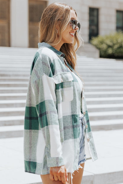 Lennon Sea Green Plaid Flannel Shacket - Magnolia Boutique