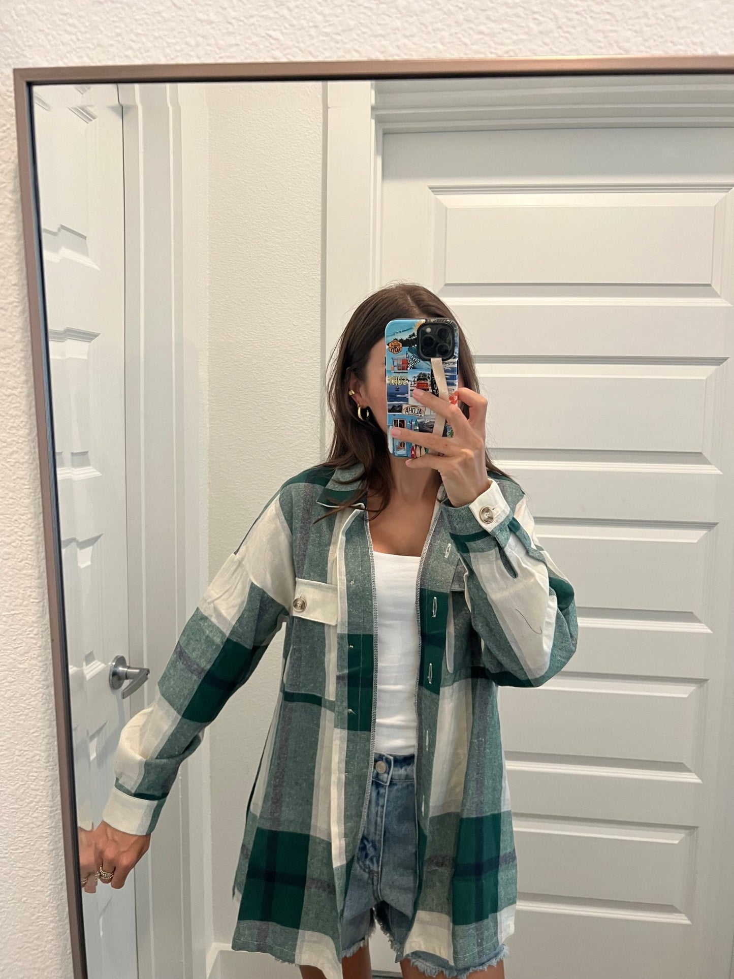 Lennon Sea Green Plaid Flannel Shacket - Magnolia Boutique