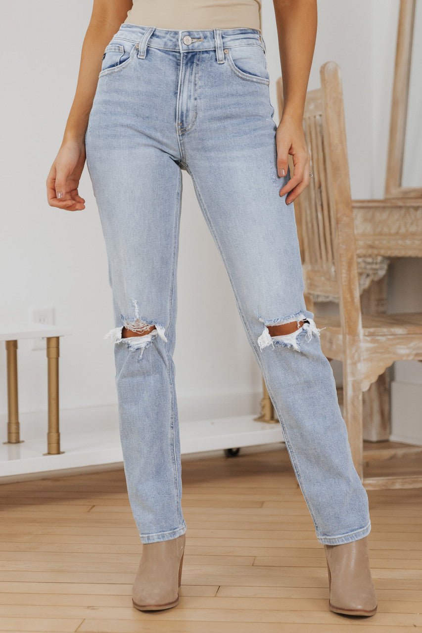 Libby Distressed High Rise Straight Leg Jeans - FINAL SALE - Magnolia Boutique