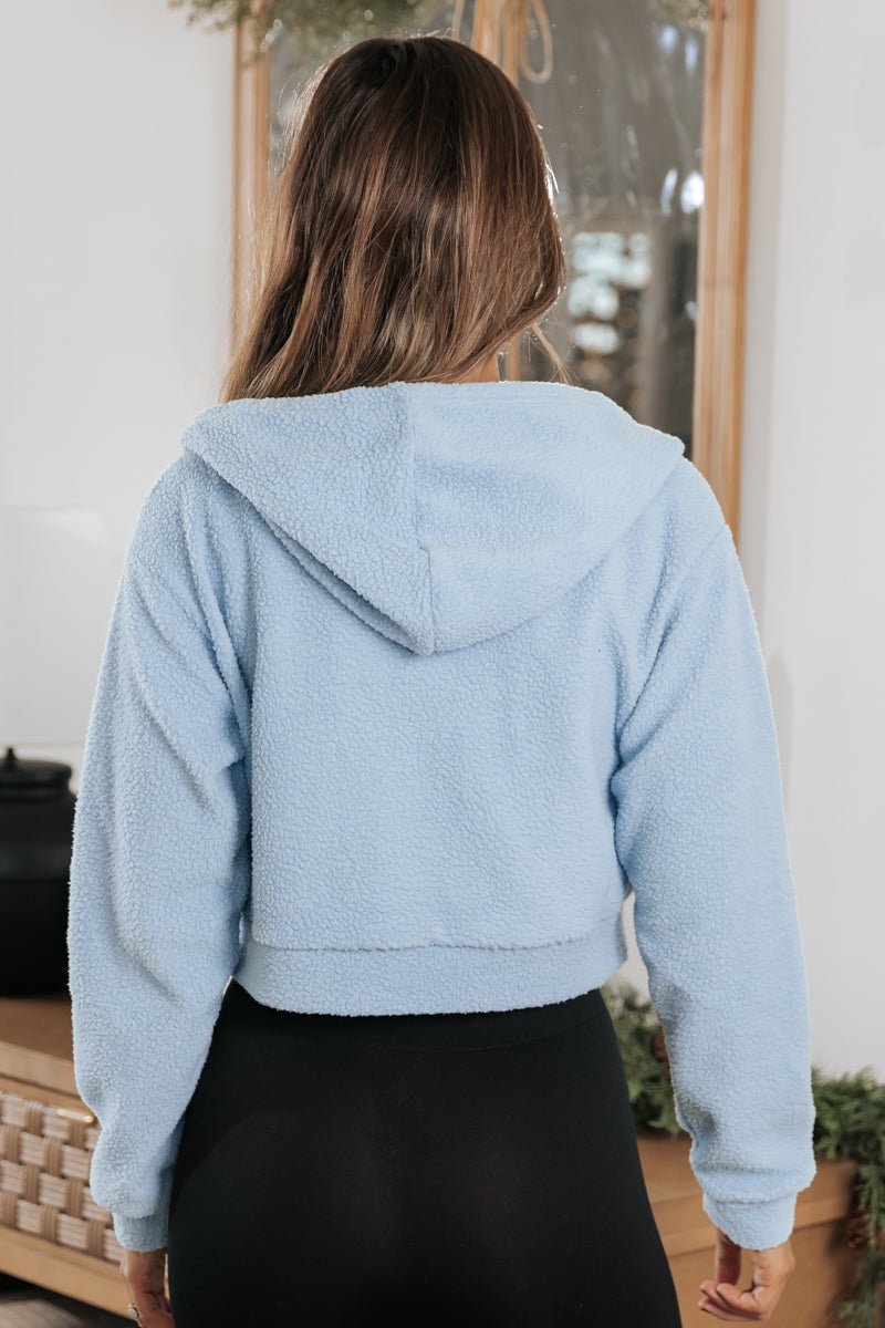 Light blue best sale zipper hoodie