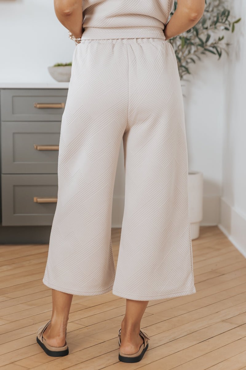 Light Taupe Textured Wide Leg Pants - Magnolia Boutique