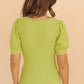 Lime Puff Sleeve Ribbed Top - FINAL SALE - Magnolia Boutique