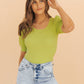 Lime Puff Sleeve Ribbed Top - FINAL SALE - Magnolia Boutique