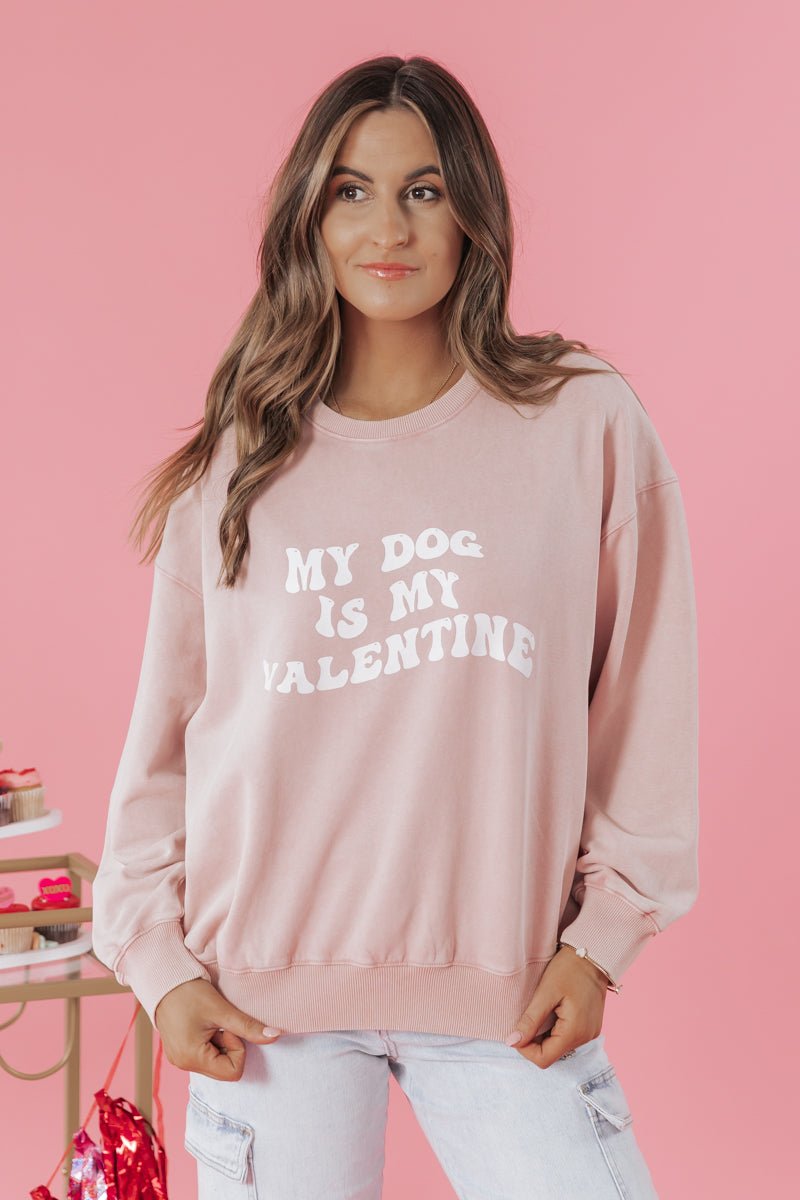 Mauve My Dog Is My Valentine Sweatshirt - Magnolia Boutique