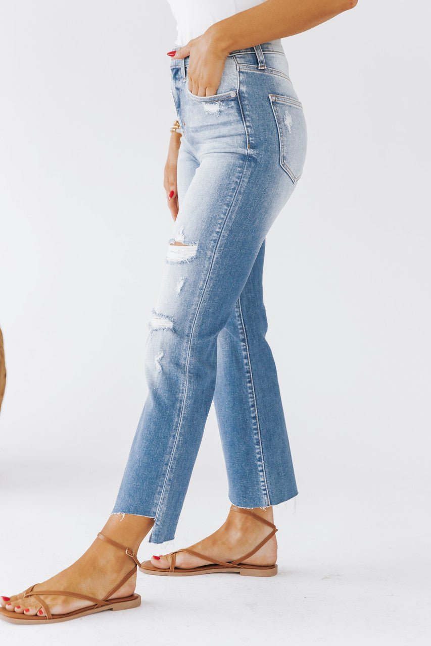 Medium Light High Rise Kick Flare Jeans - FINAL SALE - Magnolia Boutique