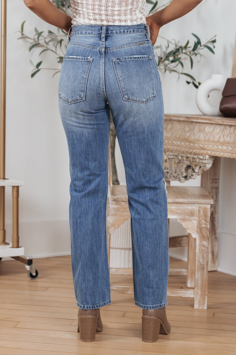 Medium Wash Distressed 90s Boyfriend Jeans - Magnolia Boutique