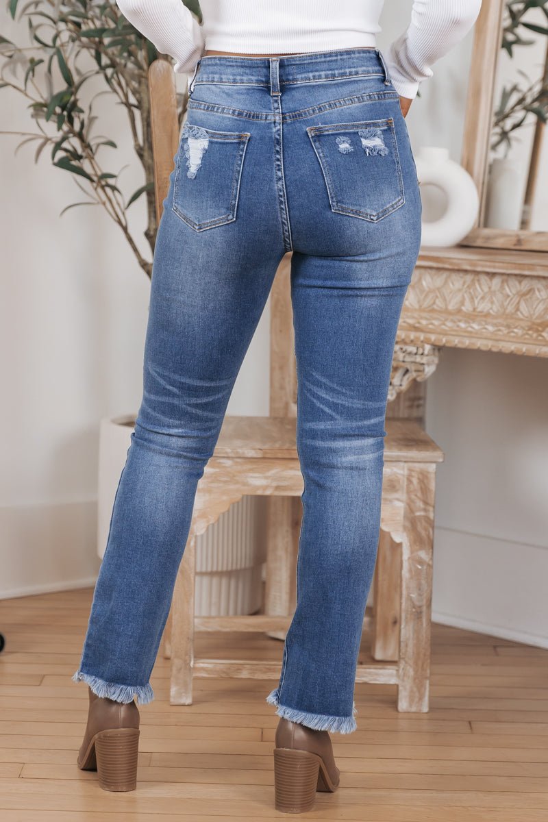 Medium Wash Distressed Skinny Jeans - Magnolia Boutique