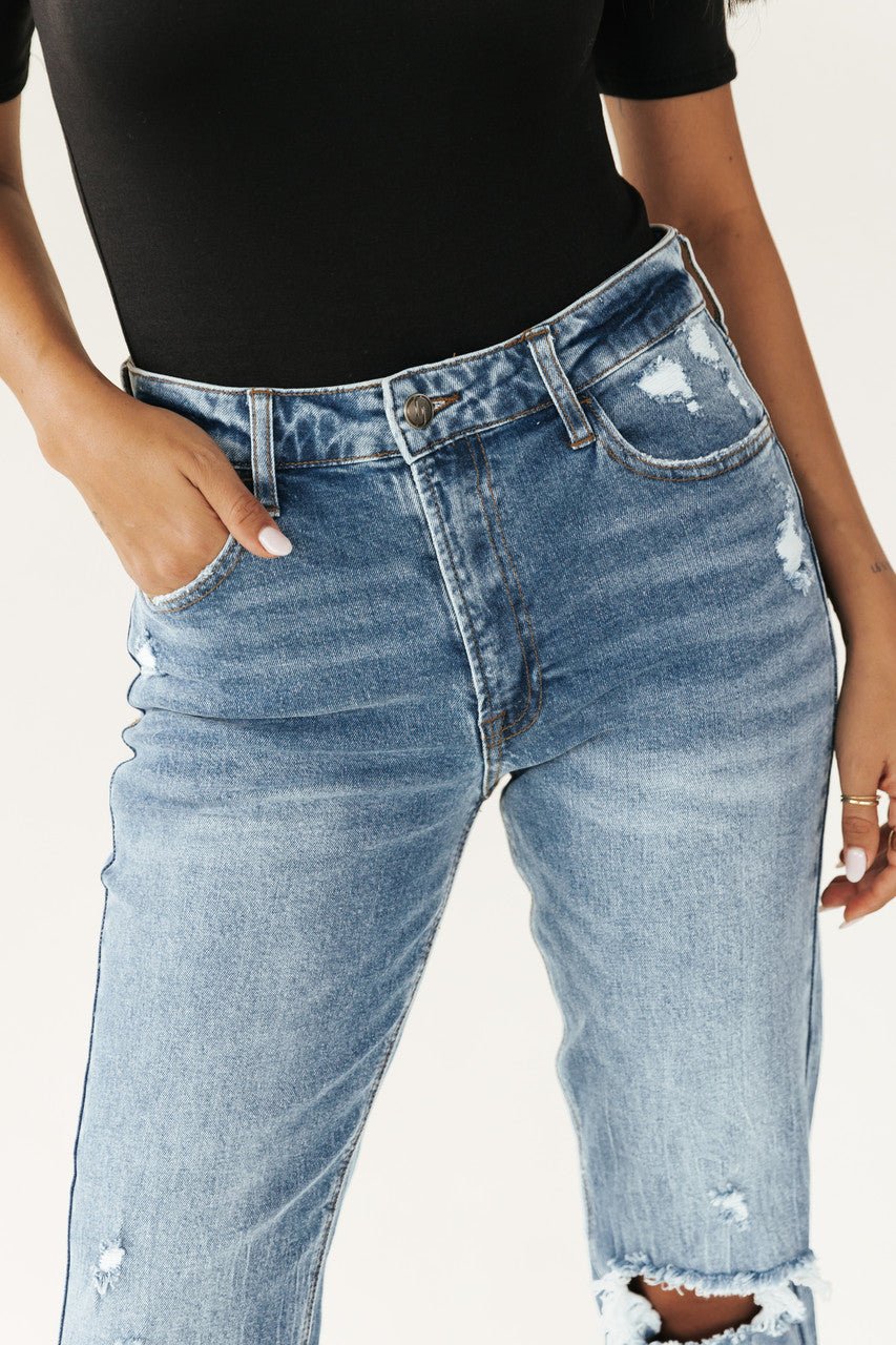 Medium Wash High Rise Boyfriend Jeans - FINAL SALE - Magnolia Boutique